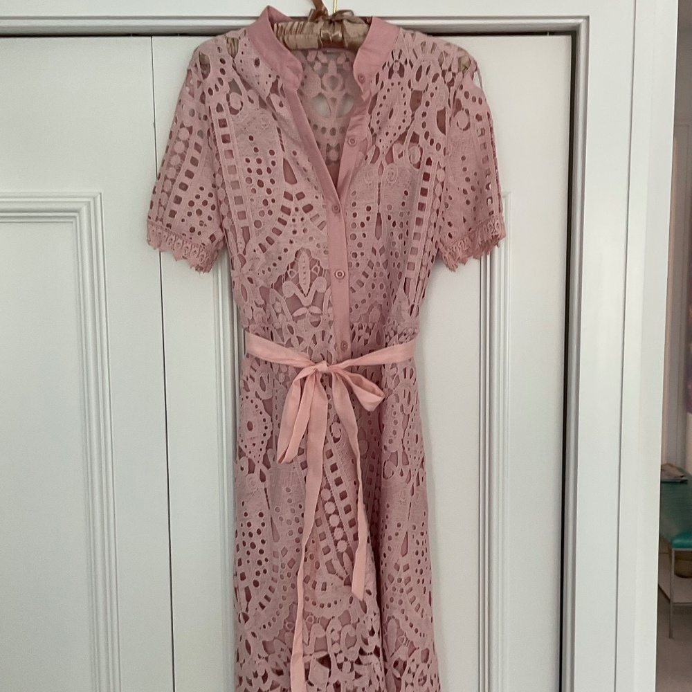 COPY - $325 Dusty rose lace dress with self lining size US 6